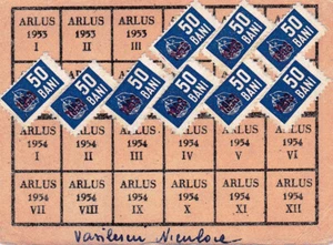 Rumänien, 1953, Rumänisch-Sowjetische Freundschaft, ARLUS Karte - Einnahmen Steuermarken - Bild 1 von 2