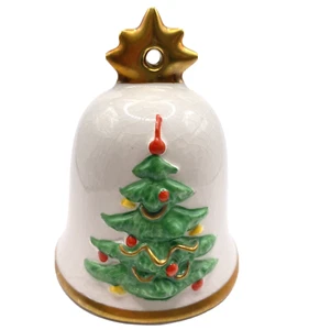 Vintage Porcelain Christmas Bell Old World Tree Gold Star Goebel 1st Edition - Picture 1 of 5