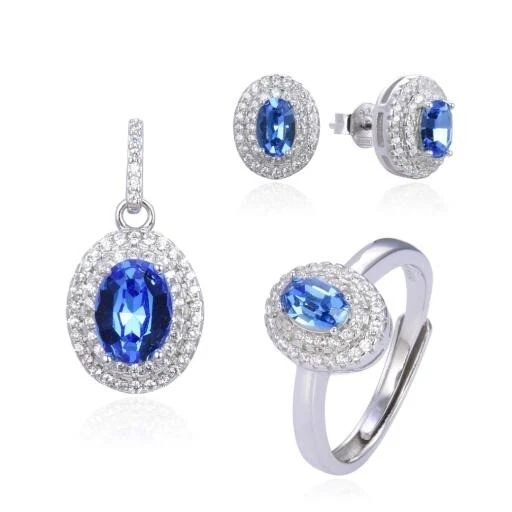 Completo Donna Trova Gioielli 3386-BS Anello Ciondolo E Orecchini In Argento - Immagine 1 di 1