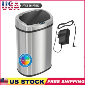 13 Gal Trash Can Kitchen Garbage Can W/ AC Adapter & Odor Filter Stainless Steel - Picture 1 of 10