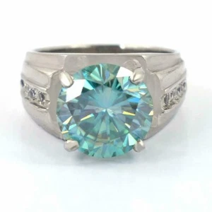Anillo solitario de compromiso redondo de diamantes azules 5,50 certificado 925 corte brillante - Imagen 1 de 5