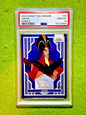 JAFAR of ALADDIN PSA 10 Disney 100 PURPLE # /299 SP REFRACTOR  2023 Topps Chrome - Image 1 of 4