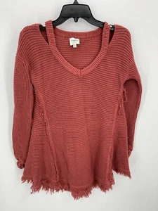 Hayden Los Angeles Top Damen Small Rost Waffelstrick Cold Shoulder Fransen Boho - Bild 1 von 6