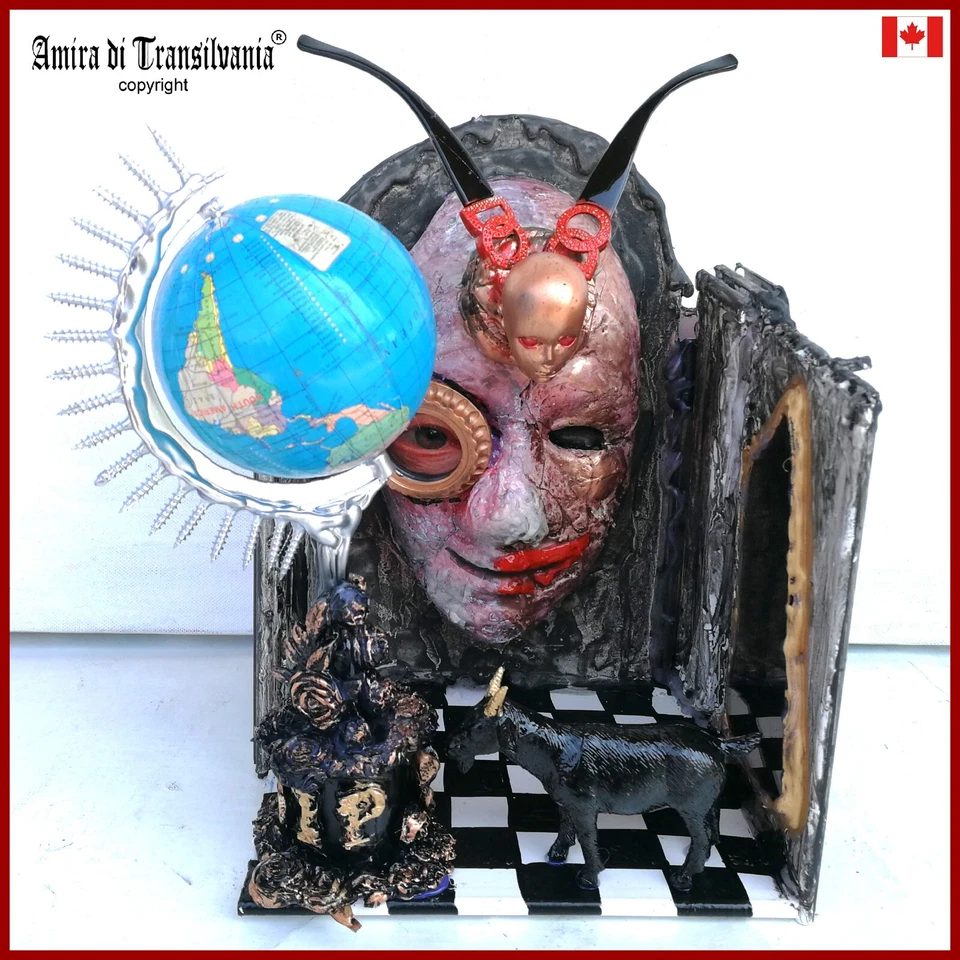 arte montaje escultura contemporánea medios mixtos pintura animal cabra negra arte Foto 1 de 4