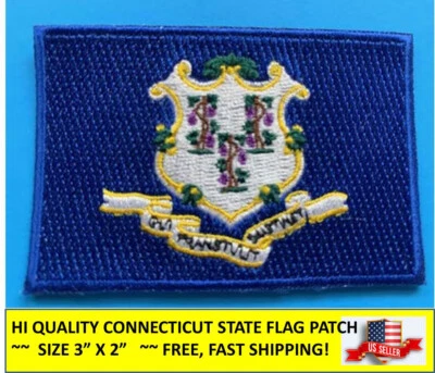 PARCHE BORDADO BANDERA DEL ESTADO DE CONECTICUT PLANCHAR O COSER ALTA CANTIDAD (3 x 2”) Foto 1 de 4
