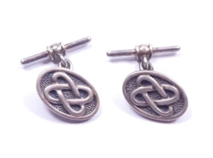 Vintage Keltischer Knoten Manschettenknöpfe 925 Sterling Silber Oval Form 8,7 g - Bild 1 von 6