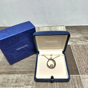 Mikimoto Akoya Perle Farbe Halskette Sterlingsilber Anhänger Mode Elegant E226 - Bild 1 von 8