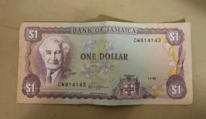 1989 Jamaica 1 Dollar Note - Picture 1 of 2