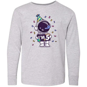 Inktastic 5th Birthday Astronaut Youth Long Sleeve T-Shirt Five Years Old Fifth - Picture 1 of 3