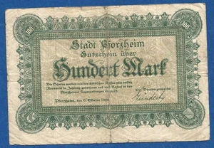 11 116 Notgeld Stadt Pforzheim 100 Mark, 6.10.1922, Serie C, KN rot 6-stellig - Picture 1 of 2