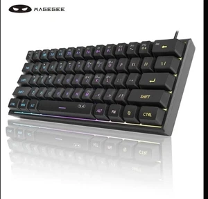MageGee RGB Backlit 60% Mini Gaming Keyboard, 61 Key Ultra-Compact ergonomic  - Picture 1 of 6