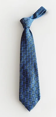 XMI PLATINUM ITALY MEN 100% SILK TIE Olive Green Blue Purple Geometric - Image 1 of 4