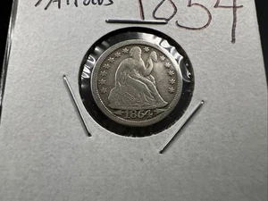 1854 10c With Arrows Liberty Seated Silver Dime Coin VF Very Fine Details Rev Sc - Picture 1 of 6