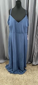 Abito in chiffon Devin grigio uccellino nuovo con etichetta taglia curva 1X in blu ardesia - Foto 1 di 5