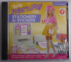 Video Game PC Barbie Print n Play Stationery & Stickers Win 3.1 95 NEW Jewel - Picture 1 of 2