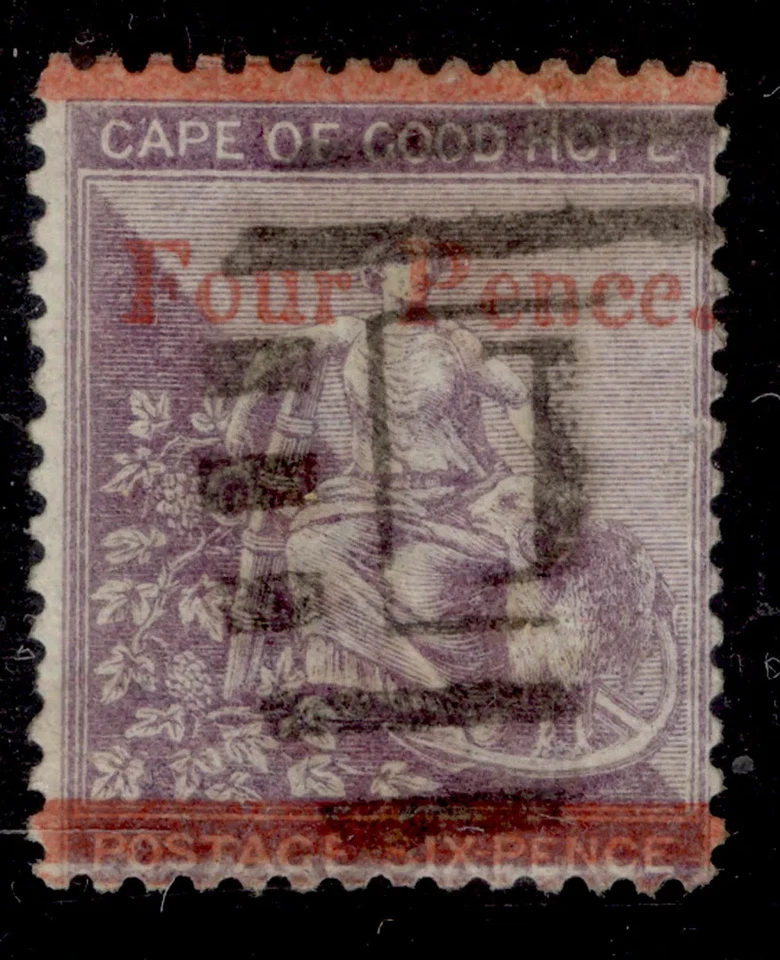 Cabo de Buena Esperanza QV SG27, 4d sobre 6d lila profunda, FU. Gato 22€. Barras mal colocadas Foto 1 de 1