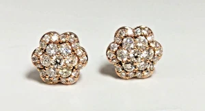 14 Kt Rotgold 1,75 ctw G-I VS Diamant Ohrstecker Cluster Blume Ohrringe Schraubverschluss - Bild 1 von 10