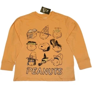 Peanuts Girls Orange Charlie Snoopy Lucy Linus Halloween Long Sleeve TShirt M L - Picture 1 of 3