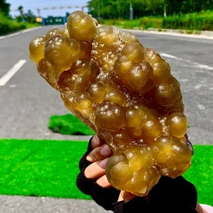 Racimo de florita amarilla con forma de burbuja transparente natural de 3,44 lb muestra espiritual - Imagen 1 de 13