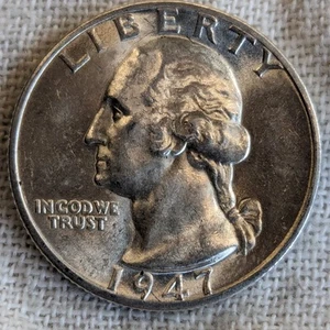 1947 D Washington Quarter AU BU: brillante, quasi non circolato - .9 argento fino - Foto 1 di 6
