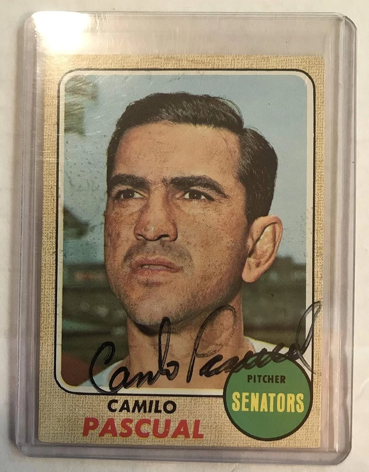 Camilo Pascual Signed Autographed 1968 Topps Baseball Card : Washington Senators - Image 1 of 1