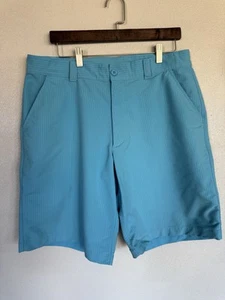 Men’s Under Armour Golf Shorts Blue White Stripes Size 36 - Picture 1 of 12