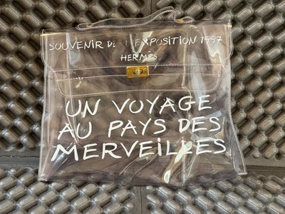HERMES Vinyl Kelly Hand Beach Bag Clear SOUVENIR DE L'EXPOSITION USED - Image 1 of 4