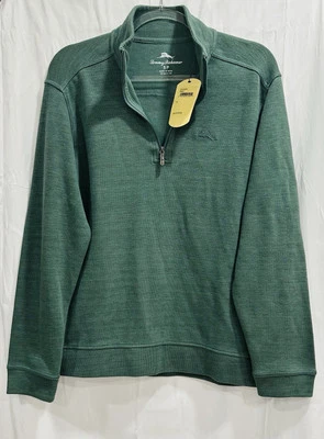 Nuevo con etiquetas Suéter Tommy Bahama Media Cremallera Para Hombre Talla S/P Verde Relajado Foto 1 de 4