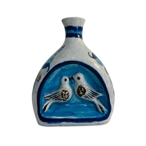 Mexican Pottery Vase Hand Painted Birds Floral Folk Art Decor Casa Mexico CAT - Picture 1 of 6