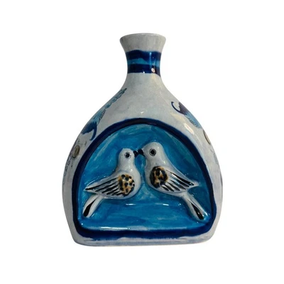 Vaso de cerâmica mexicano pintado à mão pássaros floral arte popular decoração casa México gato - Imagem 1 de 4