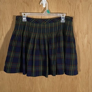 Vtg Y2K Gap Green Blue Plaid Tartan Pleated Mini Skirt Lined Preppy Women’s Sz 8 - Picture 1 of 8