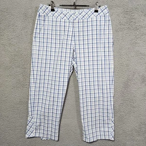 Lizgolf Liz Claiborne Womens Plaid Golf Capris Blue Audra Size 8 Pockets - Picture 1 of 7