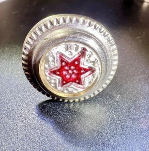 Antique 1800's Victorian Red Star Sulphide Glass & Brass Curtain Tie Back Nails - Picture 1 of 2