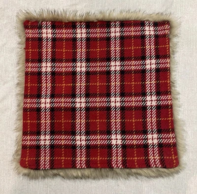 Funda de almohada Pottery Barn nueva con etiquetas roja a cuadros Nottingham revierte a piel sintética 20x20 Foto 1 de 4