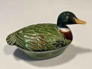 Paté de pato terrina Michel Caugant cerámica vintage mercado de pulgas de París pintado a mano - Imagen 1 de 3