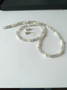 LABRADORITE & SHELL PEARL NECKLACE SET. - Picture 1 of 4