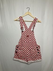 Dickies Shortalls Checkered Red White Cuffed Punk Grunge Short Overalls Size S