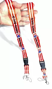 2 PCS PUERTO RICO Double Sided PATRIOTIC SYMBOLS LANYARD KEY CHAIN ID Holder - Picture 1 of 10