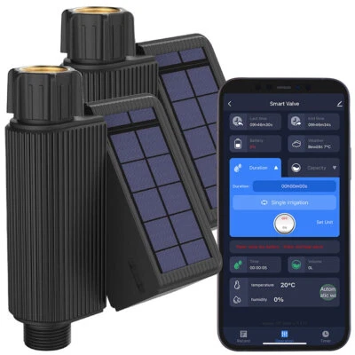 2er-Set WLAN-Bewässerungscomputer, Solarpanel, BT-Gateway, App, IP65 - Bild 1 von 4