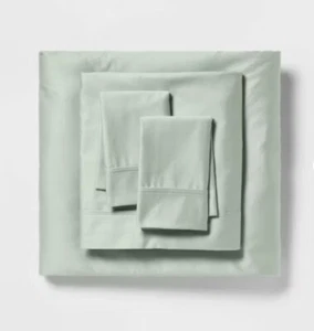 Solid Performance 400 Thread Count Sheet Set - Silver Green - Threshold - King - Picture 1 of 6