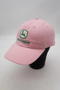 John Deere Strapback Hat Baseball Cap Pink Womens Spell Out Logo Tractor Farm - Picture 1 of 9
