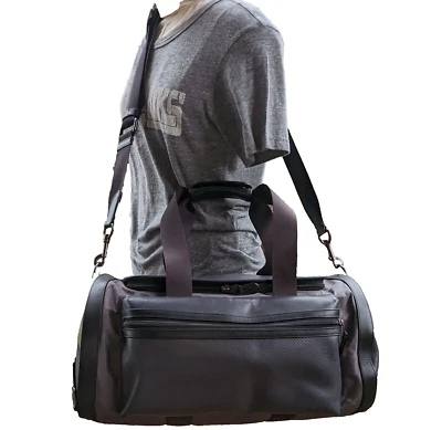 COACH Grey Calf Leather TERRAIN Trek Perforated Gym Bag Duffel Suitcase #56875 - Image 1 of 4