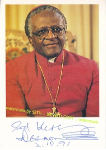 DESMOND TUTU hand signed photo | autographed photograph - " 2.10.91 " - Picture 1 of 2