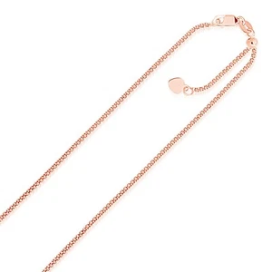 14k Rose Gold Adjustable Popcorn Chain (1.30 mm) - Picture 1 of 4