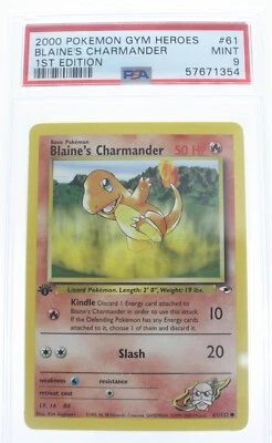 PSA 9 MINT 2000 Pokémon Gym Heroes #61 Blaine's Charmander 1st Edition !!! - Image 1 of 4