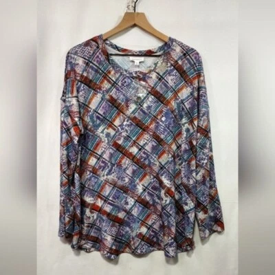Blusa geométrica Westbound para mujer XL multicolor artística retro años 90 Y2K informal nueva sin etiquetas Foto 1 de 4