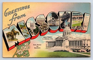Vintage Postcard Large Letter Greetings from MISSOURI Capitol Tichnor T31 - Picture 1 of 2