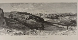 Witches' Hill Salem MA 1874 Wood Engraving Original Frameable Print ~9x12" - Picture 1 of 2