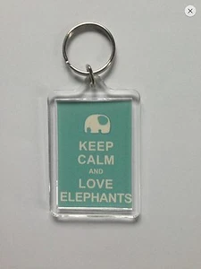 KEEP CALM AND LOVE ELEPHANTS Keyring - Xmas Gift Idea - Picture 1 of 2