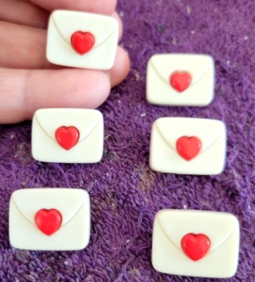 +Love Letter Valentine Heart Thumb Tacks Push Pins - 6pc Set - Fun Unique! - Image 1 of 4